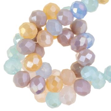 Electroplated Faceted Rondelle Glass Beads (3.5 x 3 mm) Pastel Breeze AB (130 pcs)