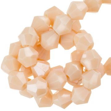 Electroplated Faceted Opaque Bicone Glass Beads (6 mm) Peach Fuzz (45 pcs)