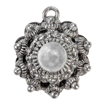 Zeeland Button Charm (19 x 22 x 11mm) Antique Silver (1 pcs)