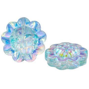 Electroplated Glass Beads Flower (15 x 8.5 mm) Light Blue AB (5 pcs)