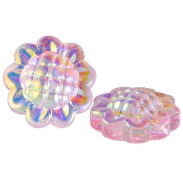 Electroplated Glass Beads Flower (15 x 8.5 mm) Pink AB (5 pcs)