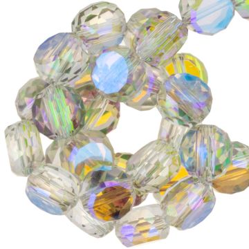 Electroplated Faceted Disc Glass Beads (8 x 5 mm) Rainbow Crystal (15 pcs)