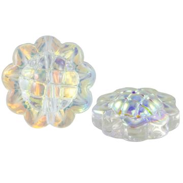 Electroplated Glass Beads Flower (15 x 8.5 mm) Clear Crystal AB (5 pcs)