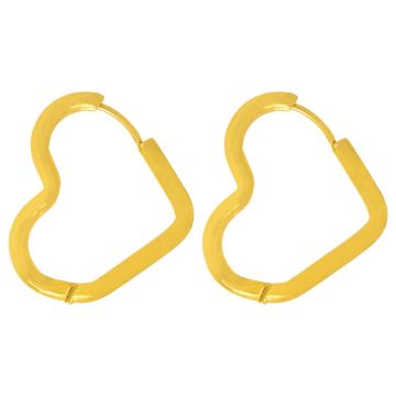 Stainless Steel Earrings Heart (26 x 2.5mm) Gold (2 pcs)
