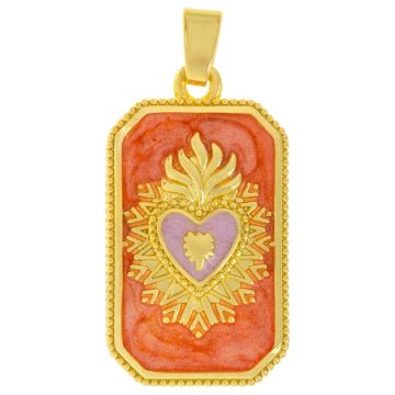 Enamel Pendant Heart (26 x 16 x 3.5 mm) Orange (1 pcs)