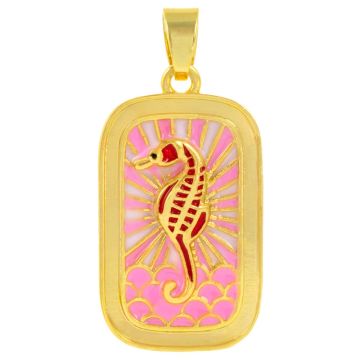 Enamel Pendant Seahorse (26 x 16 x 3.5 mm) Pink (1 pcs)