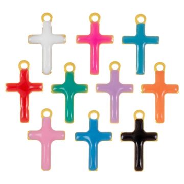 Enamel Charm Mix Cross (10 x 6 x 1.5 mm) Mix Color (10 pcs)