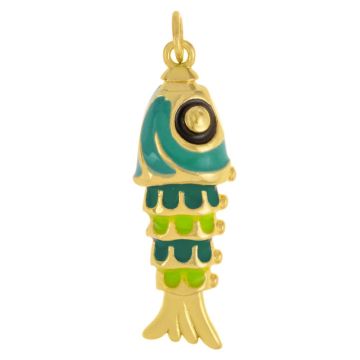 Enamel Pendant Fish (30 x 10 x 7 mm) Teal (1 pcs)