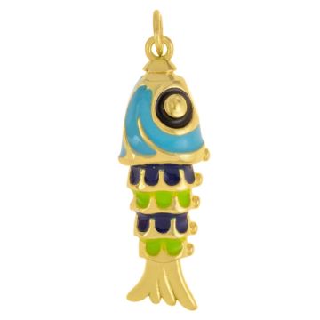 Enamel Pendant Fish (30 x 10 x 7 mm) Blue (1 pcs)