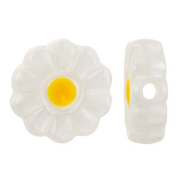 Resin Beads Flower (10 x 10 x 4 mm) White (2 pcs)