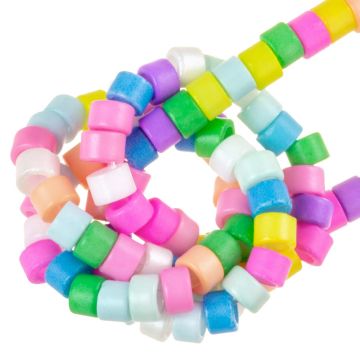 Lampwork Glass Beads (2.5 x 2 mm) Pastel Rainbow Mix (220 pcs)