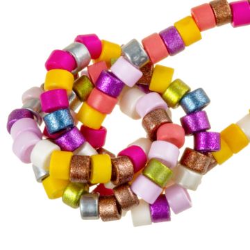 Lampwork Glass Beads (2.5 x 2 mm) Metallic Fiesta Mix (220 pcs)