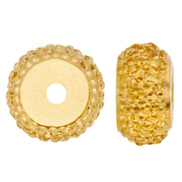Resin Rondelle Beads with Rhinestone Look (12 x 7 mm) Indian Yellow (10 pcs)
