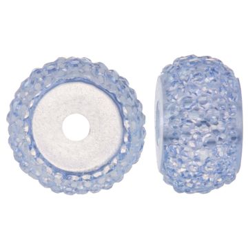 Resin Rondelle Beads with Rhinestone Look (12 x 7 mm) Lavender Blue (10 pcs)