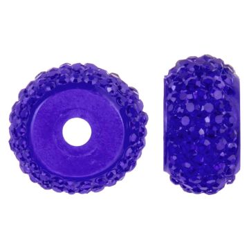 Resin Rondelle Beads with Rhinestone Look (12 x 7 mm) Indigo Blue (10 pcs)