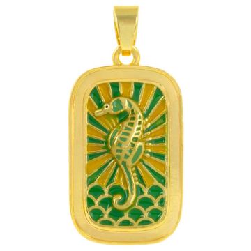 Enamel Pendant Seahorse (26 x 16 x 3.5 mm) Green (1 pcs)