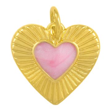 Enamel Charm Heart (13 x 13.5 x 2 mm) Baby Pink - 18K Gold Plated (1pcs)