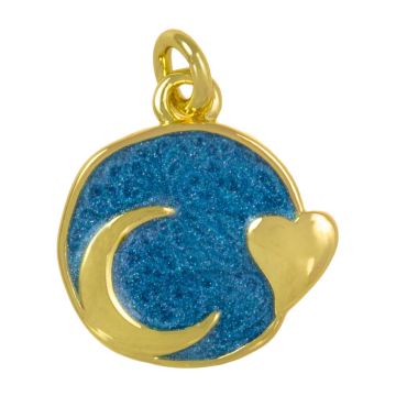 Charm Pendant Moon Heart (13.5 x 12.5 x 2 mm) 18K Gold Plated (1 pcs)