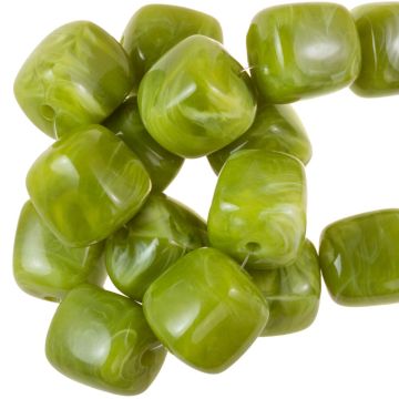 Acrylic Beads Opaque Two Tone (17 x 15.5 x 15.5 mm) Olive Green (10 pcs)