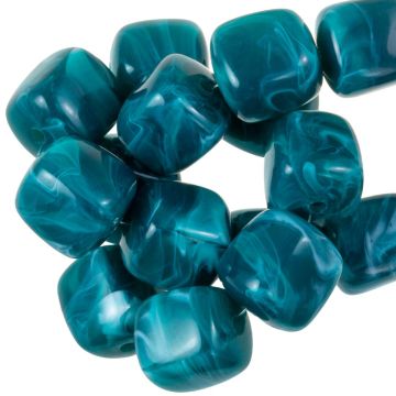 Acrylic Beads Opaque Two Tone (17 x 15.5 x 15.5 mm) Teal (10 pcs)