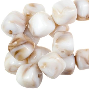 Acrylic Beads Opaque Two Tone (17 x 15.5 x 15.5 mm) White Beige (10 pcs)