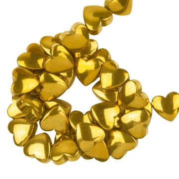 Electroplated Hematite Beads Heart (6 x 6 x 3 mm) Gold (25 pcs)