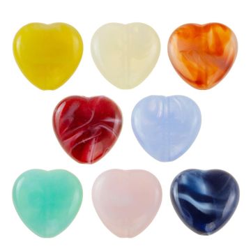Acrylic Beads Heart Opaque (15 x 15.5 x 6.5 mm) Mix Color (25 pcs)