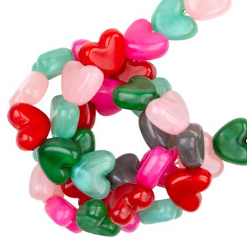 Acrylic Beads Heart (6.5 x 8 x 3 mm) Mix Color (50 pcs)