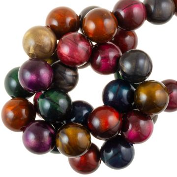 Acrylic Beads Tiger Eye Look (12 mm) Mix Color (25 pcs)