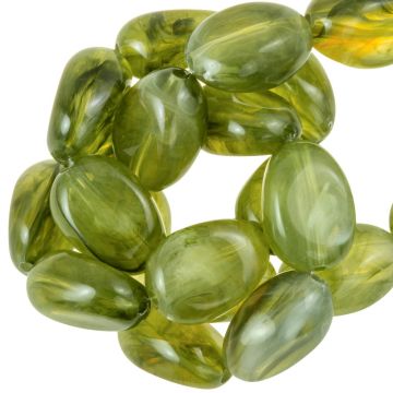 Acrylic Beads Two Tone (18 x 13 x 9.5 mm) Dark Olive Green (10 pcs)