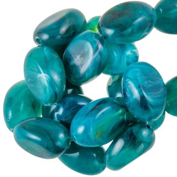 Acrylic Beads Two Tone (18 x 13 x 9.5 mm) Teal (10 pcs)