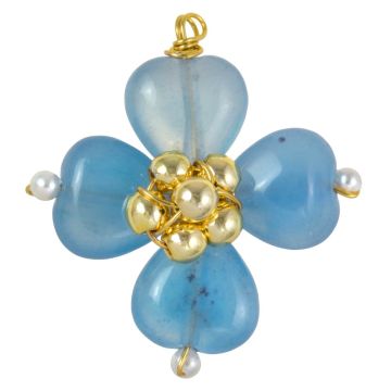 Aquamarine Pendant Wire Wrapped Clover (29 x 27 x 10 mm) 1 pcs