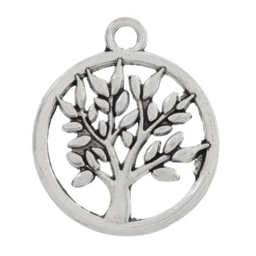 Tibetan Charm Tree of Life (20 x 17  x 1 mm) Antique Silver (10 pcs)
