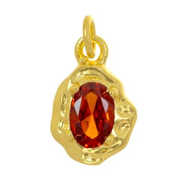 Charm with Zirconia (12 x 8 x 3 mm) Orange - 18K Gold Plated (1 pcs)