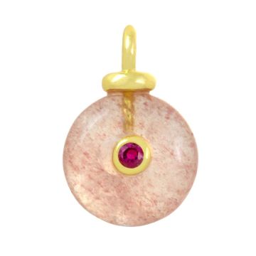 Strawberry Quartz Charm with Zirconia (10 x 5 mm) 1 pcs