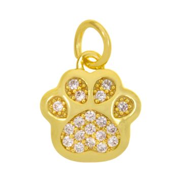 Charm Dog Paw Prints with Zirconia (11.5 x 10.5 x 2.5 mm) 18K Gold Plated (1 pcs)