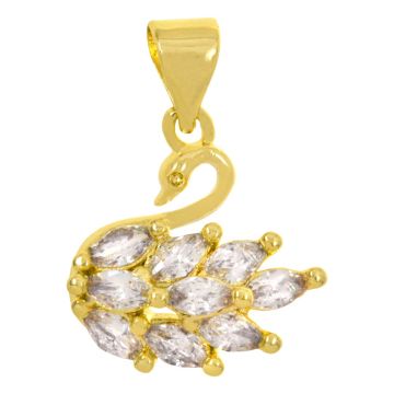 Enamel Pendant Swan with Zirconia (14.5 x 13.5 x 5 mm)18K Gold Plated (1 pcs)