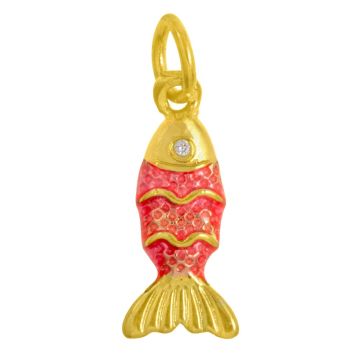 Enamel Charm Fish (15 x 6.5 x 3 mm) Coral Red (1 pcs)