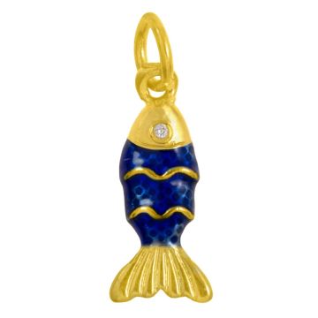 Enamel Charm Fish (15 x 6.5 x 3 mm) Ocean Blue (1 pcs)
