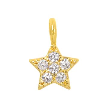 Charm Star with Zirconia (11.5 x 10.5 x 2.5 mm) 18K Gold Plated (1 pcs)