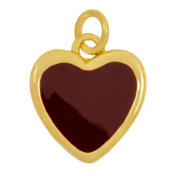 Enamel Pendant Heart (14.5 x 13 x 2.5 mm) Red Brown -18K Gold Plated (1 pcs)