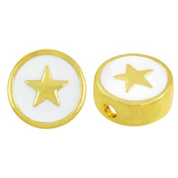 Metal Beads Enamel Star (11 x 5 mm) White-Gold (1 pcs)