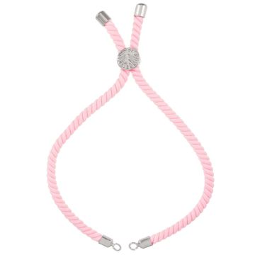 DIY Bracelet - Braided Nylon Cord Adjustable (22 cm) Pink (1 pcs)