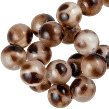 Acrylic Beads Opaque Two Tone Leopard (14 mm) Coconut Brown (10 pcs)