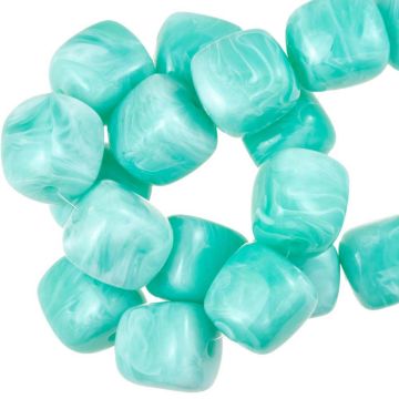 Acrylic Beads Opaque Two Tone (17 x 15.5 x 15.5 mm) Aquamarine Blue (10 pcs)