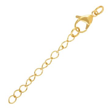 Stainless Steel Extension Chain with Lobster Clasp (15 x 7 mm / 50 mm) Gold Ion Plated (5 pcs)