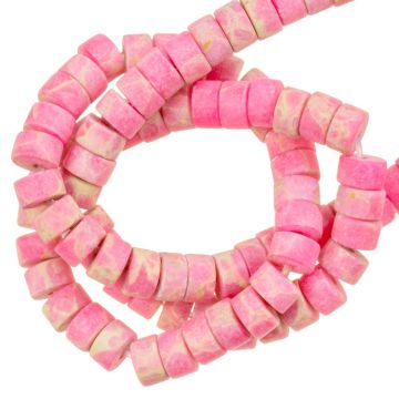 Imperial Jasper Beads Frosted Heishi Disc (4 x 2 mm) Bubblegum Pink (156 pcs)