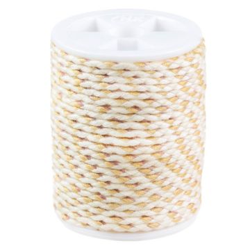 Braided Polycotton Jewelry Cord 4-Strand (1.5 mm) Golden Beige (4 Meters)