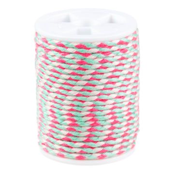 Braided Polycotton Jewelry Cord 4-Strand (1.5 mm) Neon Pink (4 Meters)