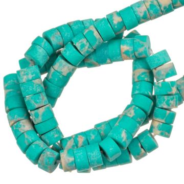 Imperial Jasper Beads Frosted Heishi Disc (4 x 2 mm) Caribbean Turquoise (156 pcs)